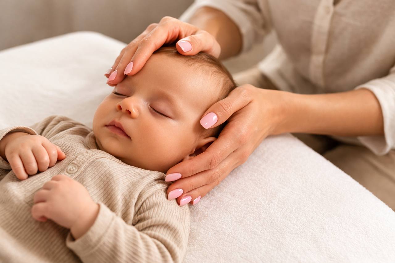 Gentle cranial osteopathy treatment for an infant