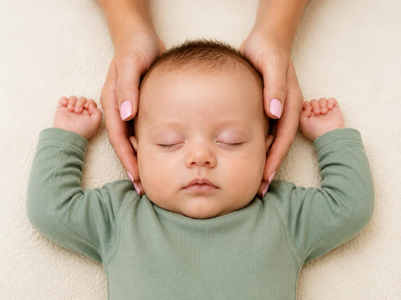 Gentle pediatric osteopathy treatment for a sleeping infant